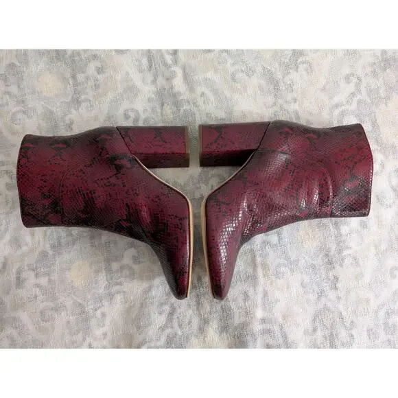 Twin-Set Leather Ankle Boots in Red Python Print Size 40 / US 10 - Picture 7 of 12